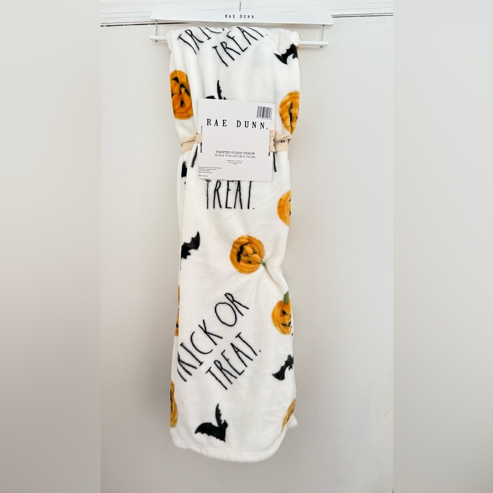Rae Dunn Halloween Blanket/Trick OR Treat and Pumpkin Printed blanket NWT